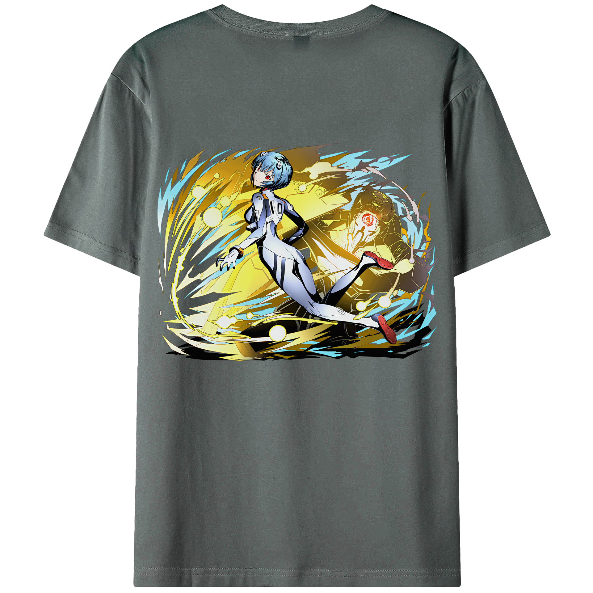 （画像用） EVA 新世紀エヴァンゲリオン 綿100％ メンズ半袖Tシャツ（バックプリント） 通気性
